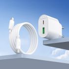 Мережевий зарядний пристрій з кабелем HOCO C109A(PD20W+QC3.0) Fighter PD20W+QC3.0 charger set(C to C) White