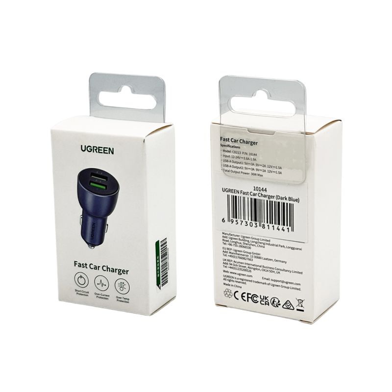 Автомобільний зарядний пристрій UGREEN CD213 Fast Car Charger (Dark Blue) (UGR-10144)