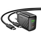 Мережевий зарядний пристрій з кабелем HOCO CS25A Rico PD20W+QC3.0 charger set(C to C) Black
