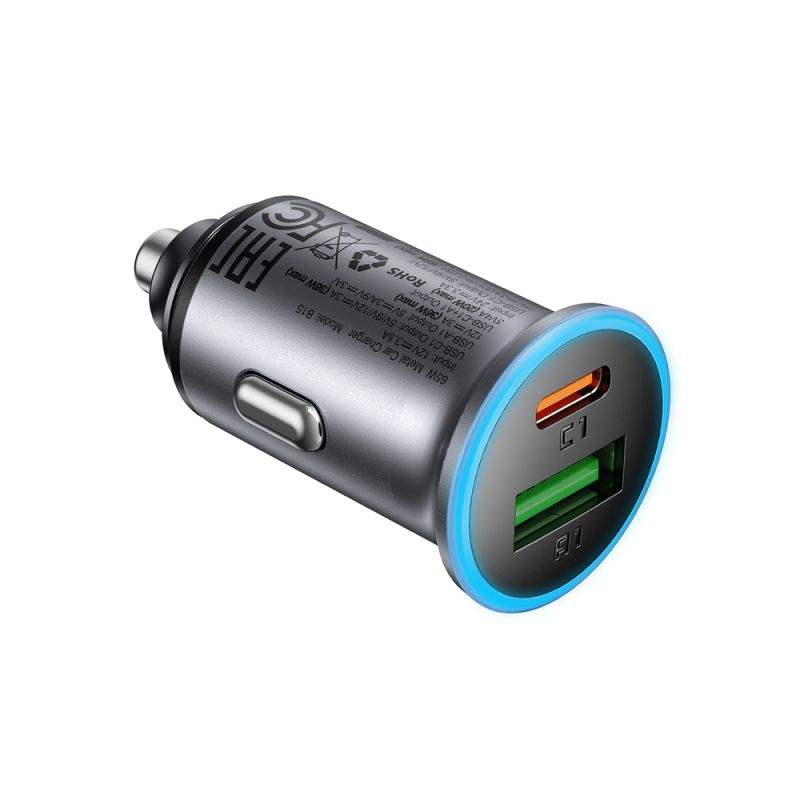 Автомобільний зарядний пристрій ACEFAST B15 65W (USB-A+USB-C) dual port metal car charger