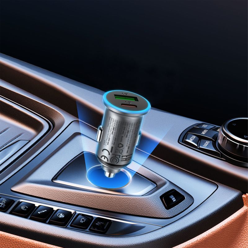 Автомобільний зарядний пристрій ACEFAST B15 65W (USB-A+USB-C) dual port metal car charger