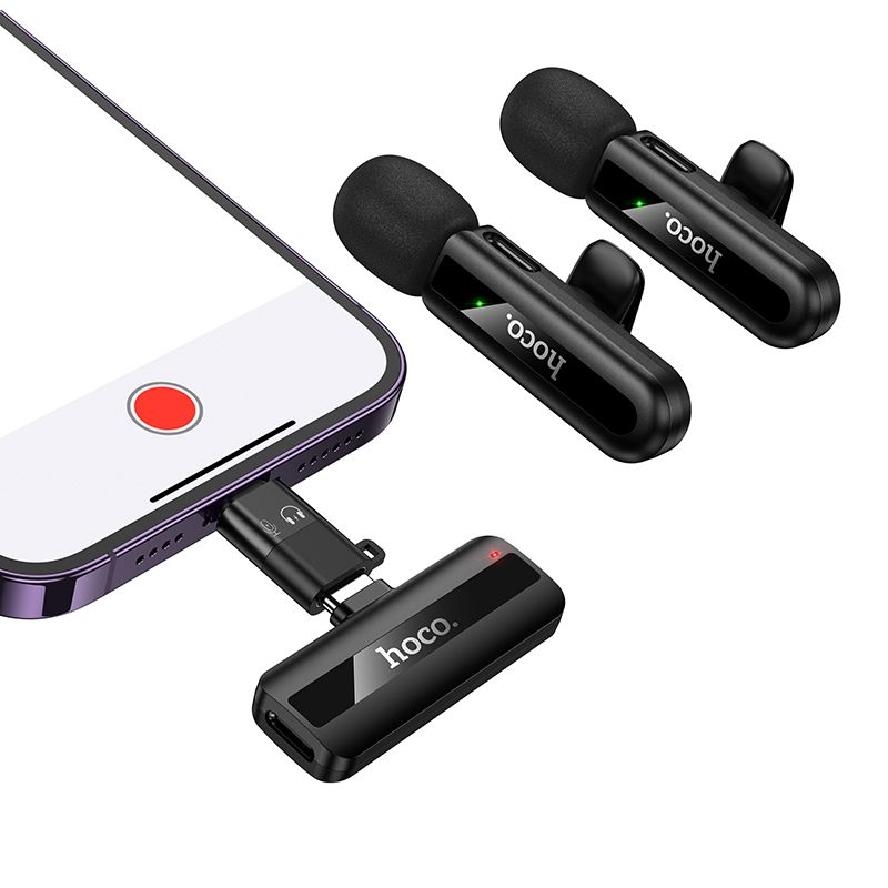 Бездротова мікрофонна система HOCO L20A Fair dual-mic (iP/Type-C) Black