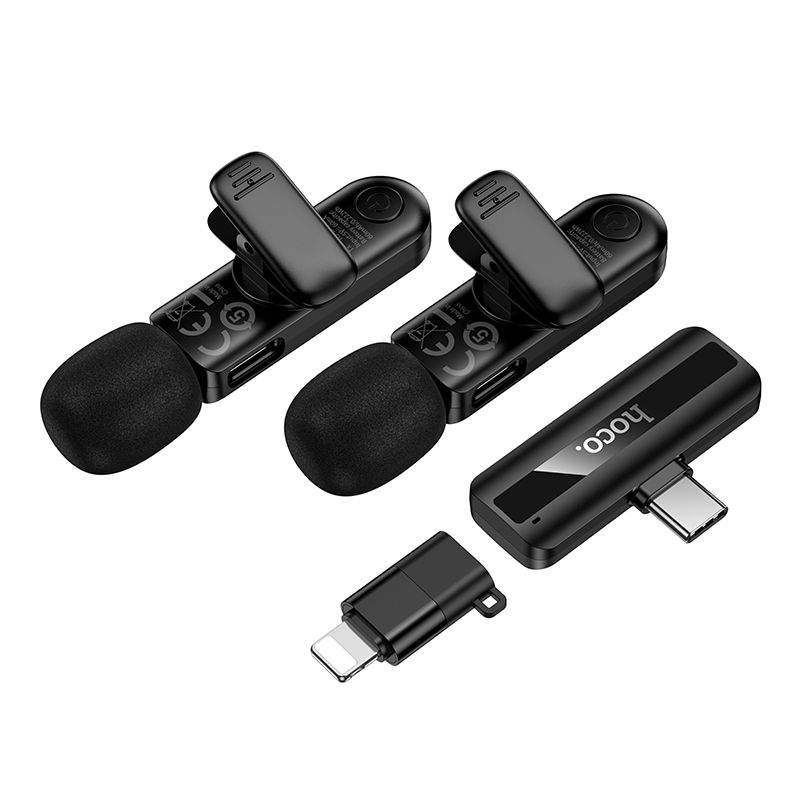 Бездротова мікрофонна система HOCO L20A Fair dual-mic (iP/Type-C) Black