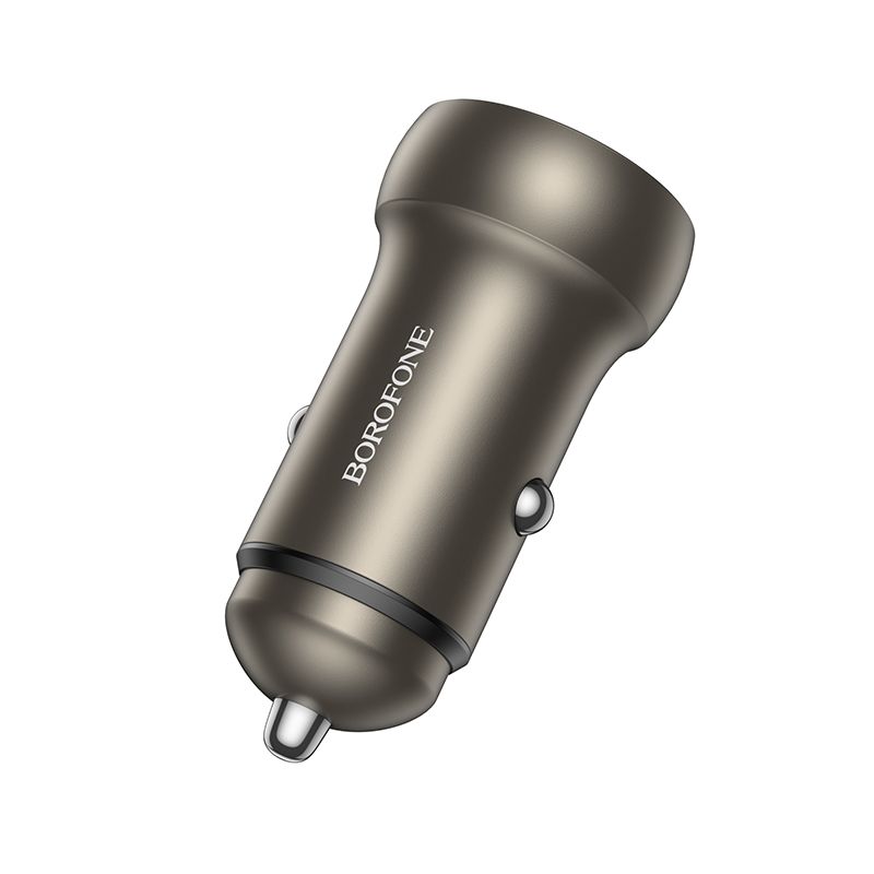 Автомобільний зарядний пристрій BOROFONE BZ32A Fresh PD30W+QC3.0 car charger metal gray