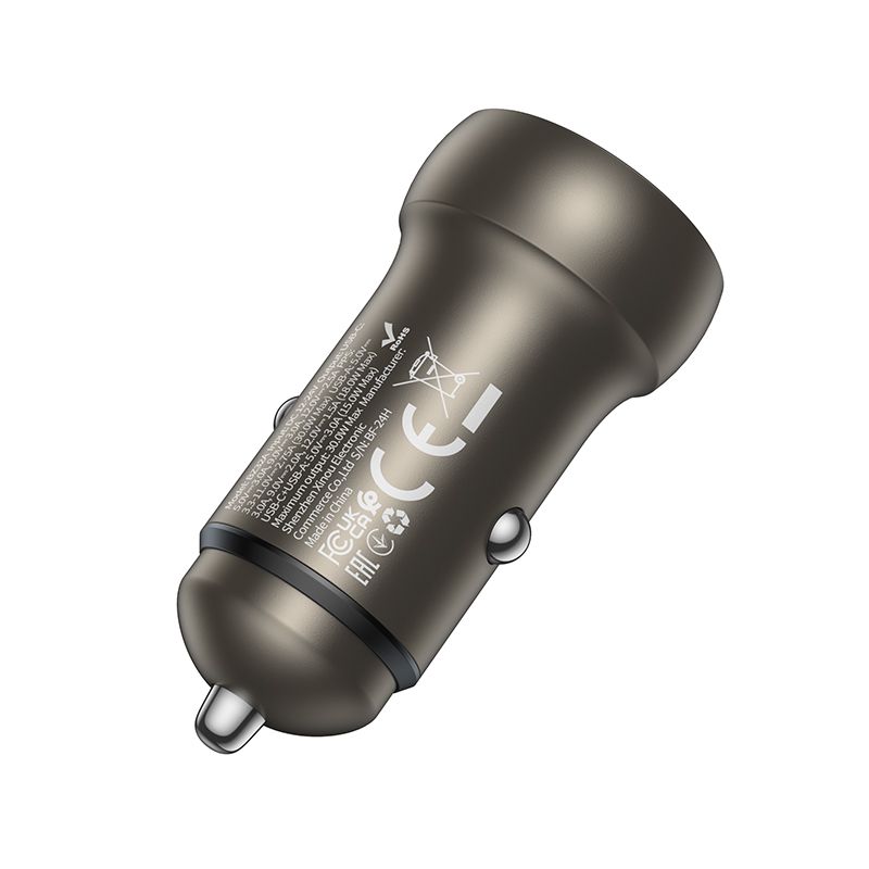 Автомобільний зарядний пристрій BOROFONE BZ32A Fresh PD30W+QC3.0 car charger metal gray