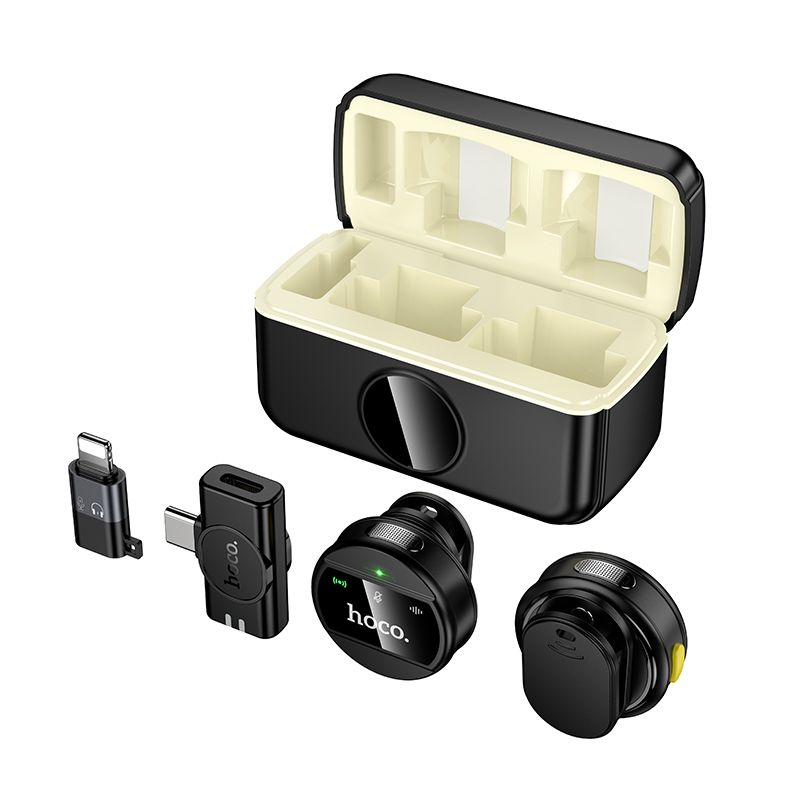 Бездротова мікрофонна система HOCO L22 Bright 2-in-1 wireless microphone with case(iP/Type-C) Black