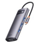 USB-хаб Baseus Metal Gleam Series 7-in-1 Multifunctional Type-C HUB Docking Station Gray （Type-C to HDMI*1+USB3.0*3+PD*1+VGA*1+RJ45*1）