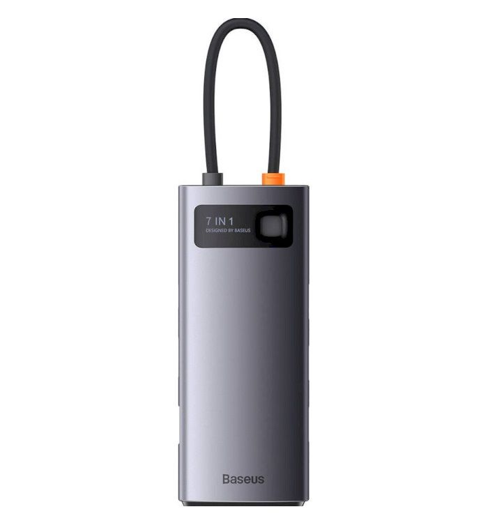 USB-хаб Baseus Metal Gleam Series 7-in-1 Multifunctional Type-C HUB Docking Station Gray （Type-C to HDMI*1+USB3.0*3+PD*1+VGA*1+RJ45*1）