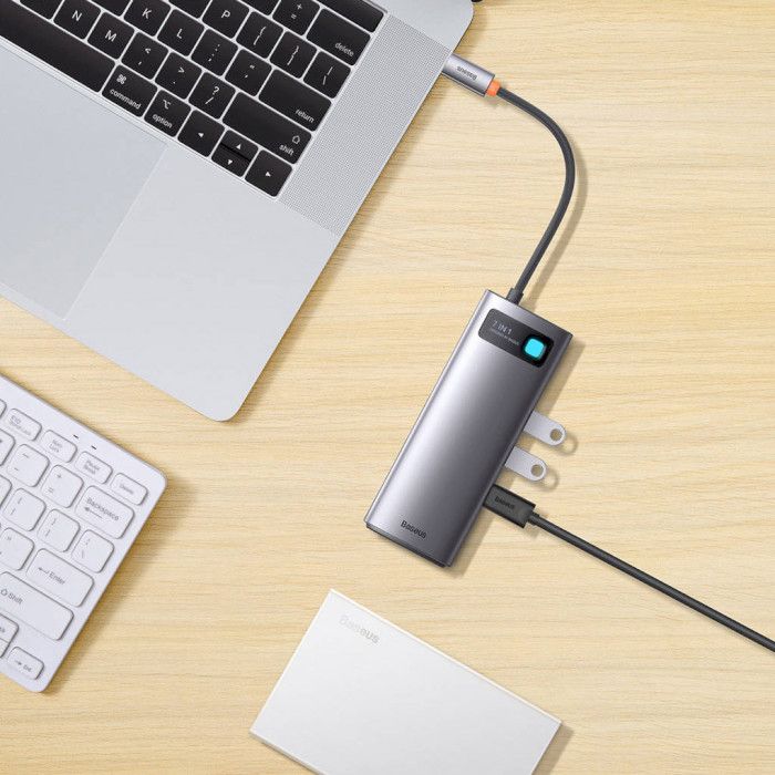 USB-хаб Baseus Metal Gleam Series 7-in-1 Multifunctional Type-C HUB Docking Station Gray （Type-C to HDMI*1+USB3.0*3+PD*1+VGA*1+RJ45*1）