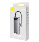 USB-хаб Baseus Metal Gleam Series 7-in-1 Multifunctional Type-C HUB Docking Station Gray （Type-C to HDMI*1+USB3.0*3+PD*1+VGA*1+RJ45*1）