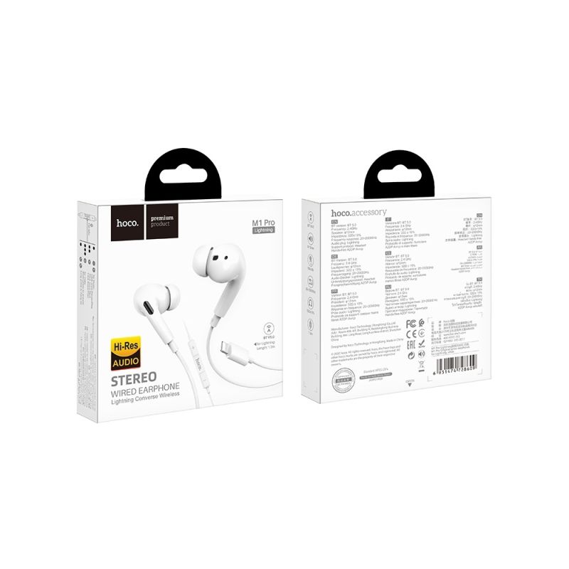 Навушники дротові HOCO M1 Pro Original (Lightning) White