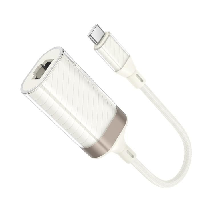 Кабель-перехідник HOCO UA41 UA41B Crystal Type-C ethernet adapter(100 mbps) apricot