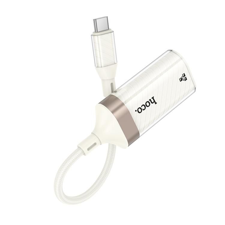 Кабель-перехідник HOCO UA41 UA41B Crystal Type-C ethernet adapter(100 mbps) apricot