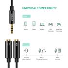 Аудіокабель UGREEN AV141 3.5mm male to 2 3.5mm female, 0,2m Black
