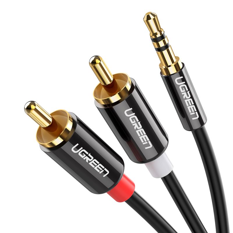 Аудіокабель UGREEN AV116 3.5mm Male to 2RCA Male, PVC, 1m Black