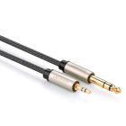 Аудіокабель UGREEN AV127 3.5mm Male to 6.35mm Male, TRS Stereo Audio Cable, nylon braid, 5m Gray