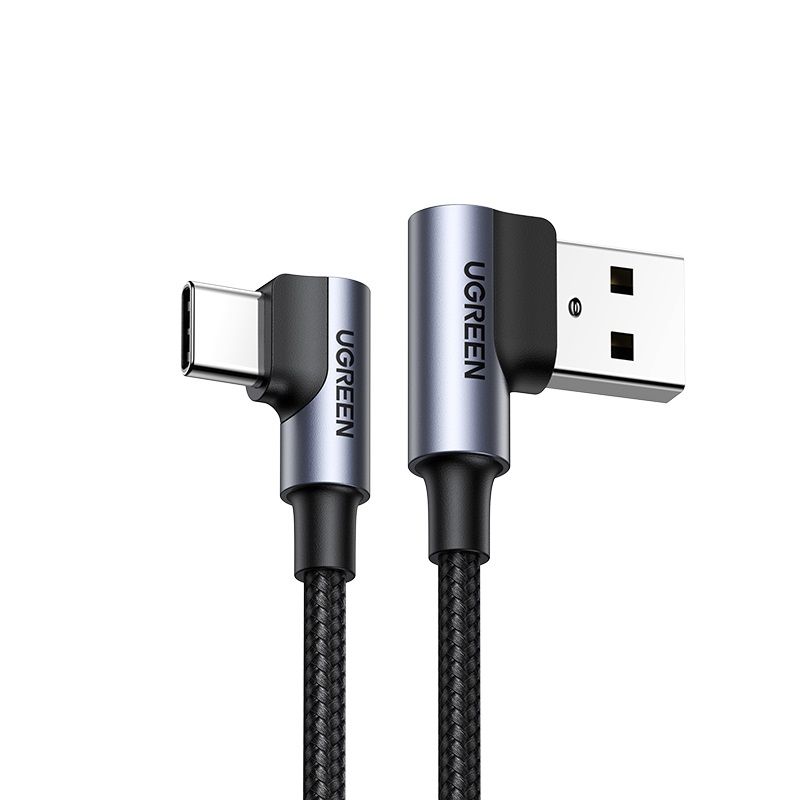 Кабель UGREEN US176 Right Angle USB-A to USB-C Cable 1m (Space Gray)
