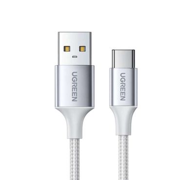 Кабель UGREEN US288 USB-A 2.0 to USB-C Cable Nickel Plating Aluminum Braid 1m (White)