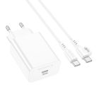 Мережевий зарядний пристрій з кабелем BOROFONE BA21A Pro Long journey single port PD20W charger set(C to C) White
