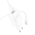 Мережевий зарядний пристрій з кабелем BOROFONE BA21A Pro Long journey single port PD20W charger set(C to C) White