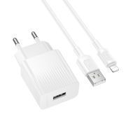 Мережевий зарядний пристрій з кабелем BOROFONE BAS71A Source single-port charger set(iP) White