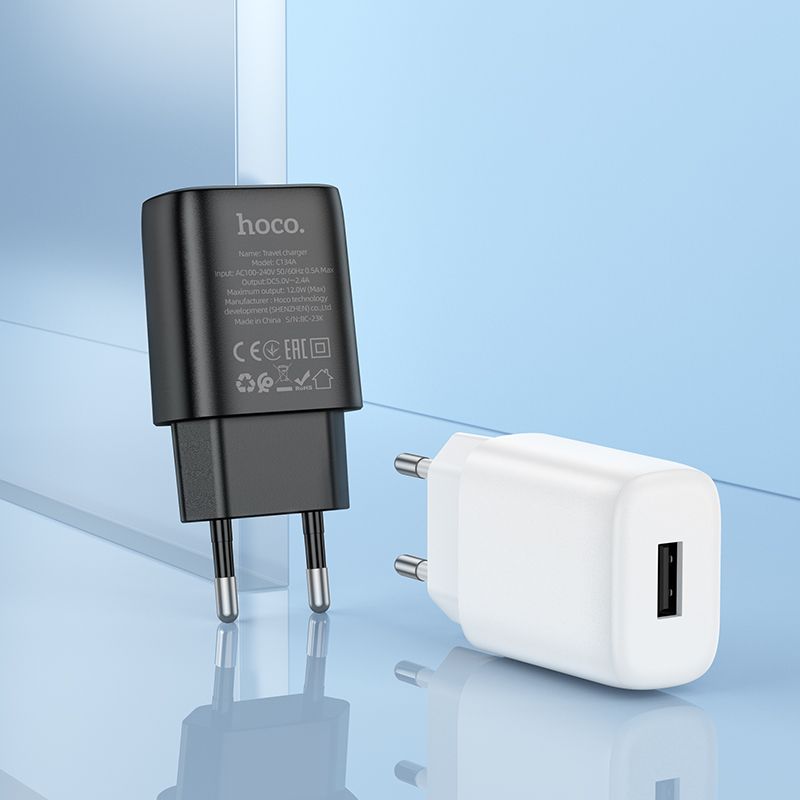 Мережевий зарядний пристрій з кабелем HOCO C134A Solid single-port charger set(Type-C) White