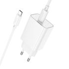 Мережевий зарядний пристрій з кабелем HOCO C143A Benefit single port PD20W charger set(C to C) White