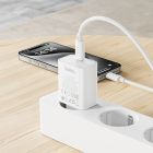 Мережевий зарядний пристрій з кабелем HOCO C143A Benefit single port PD20W charger set(C to C) White
