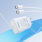 Мережевий зарядний пристрій з кабелем HOCO C143A Benefit single port PD20W charger set(C to C) White