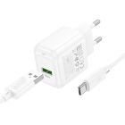 Мережевий зарядний пристрій з кабелем HOCO CS52A Surplus single-port QC3.0 charger set(Type-C) White