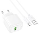 Мережевий зарядний пристрій з кабелем HOCO CS52A Surplus single-port QC3.0 charger set(Type-C) White