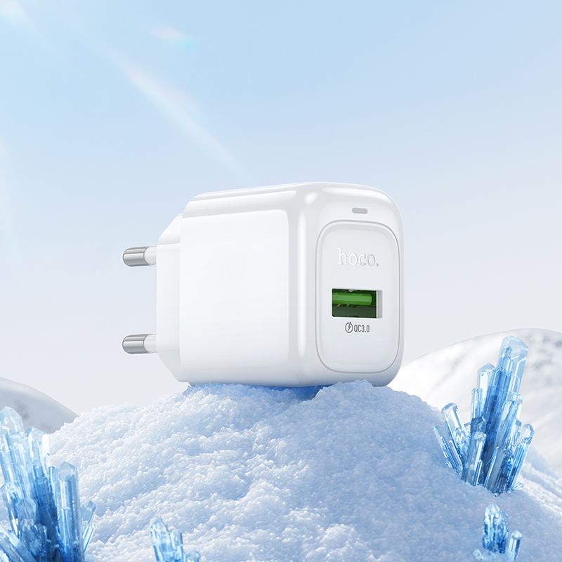 Мережевий зарядний пристрій з кабелем HOCO CS52A Surplus single-port QC3.0 charger set(Type-C) White