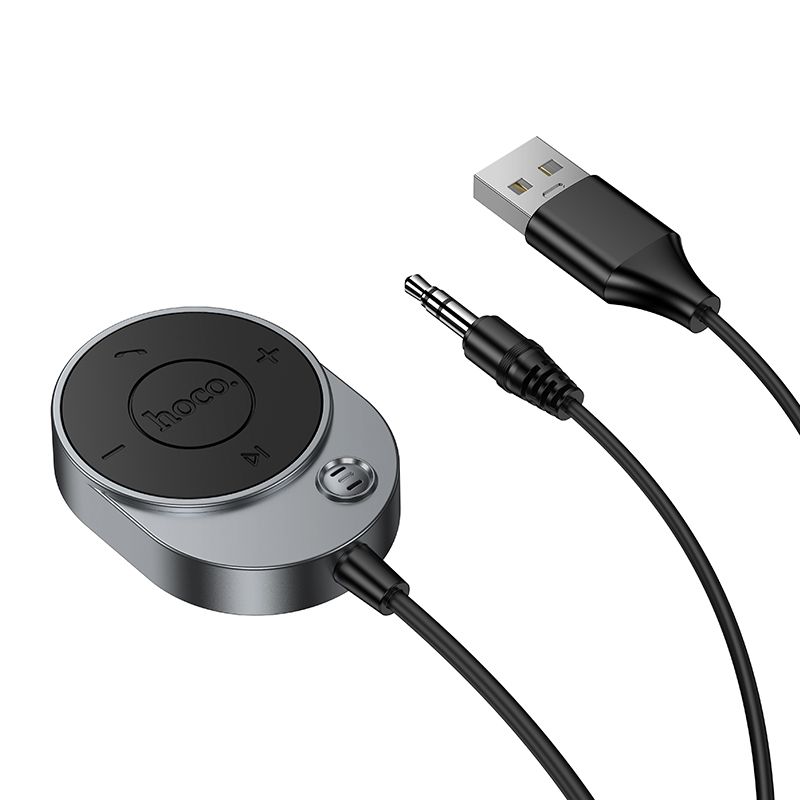 Bluetooth-ресивер HOCO E150 Path car AUX BT receiver with cable Metal Gray