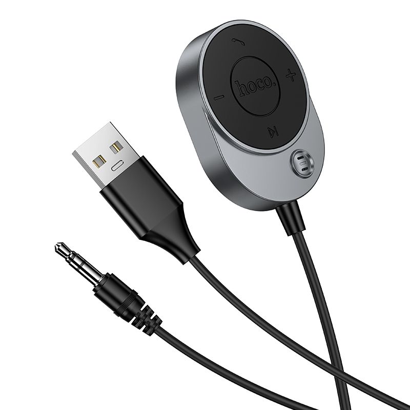 Bluetooth-ресивер HOCO E150 Path car AUX BT receiver with cable Metal Gray