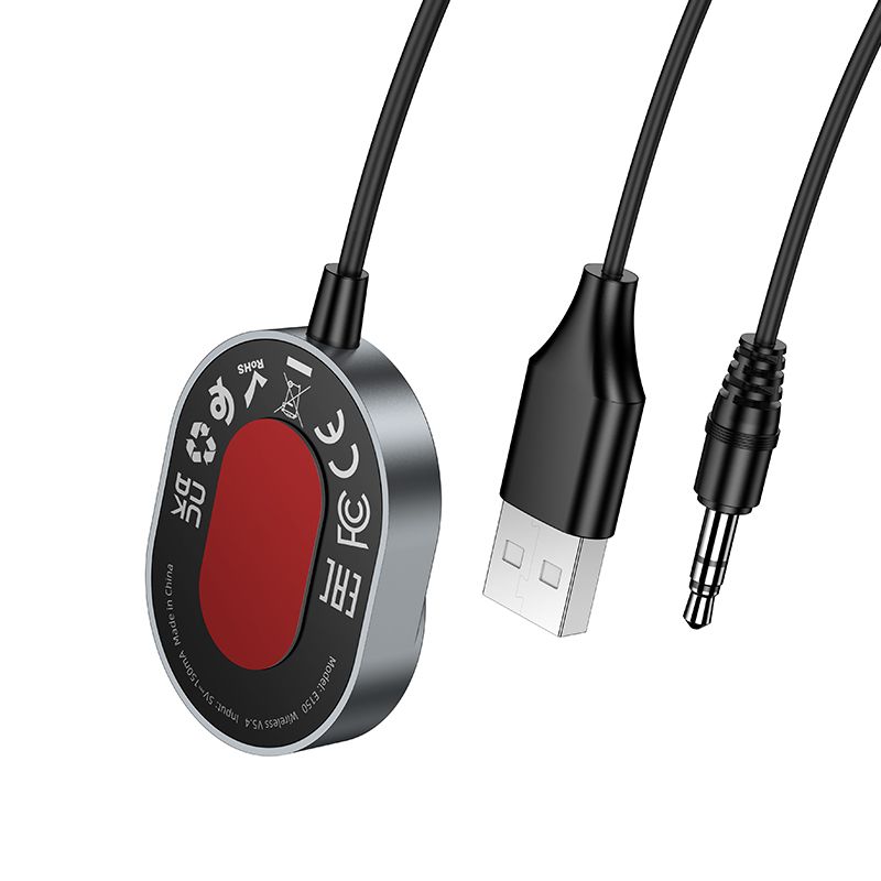 Bluetooth-ресивер HOCO E150 Path car AUX BT receiver with cable Metal Gray