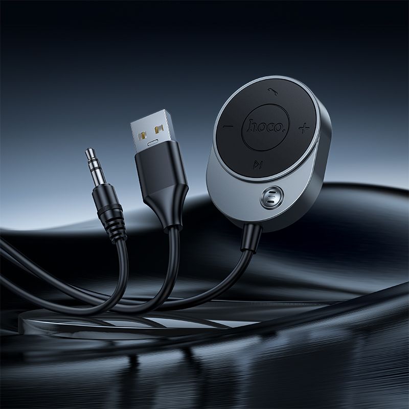 Bluetooth-ресивер HOCO E150 Path car AUX BT receiver with cable Metal Gray