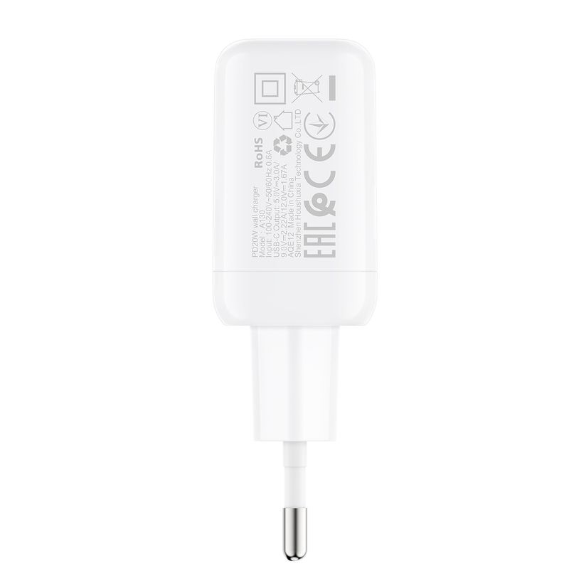 Мережевий зарядний пристрій ACEFAST A130 PD20W single USB-C charger White