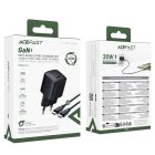 Мережевий зарядний пристрій ACEFAST A118 PD30W mini GaN USB-C fast charger Black