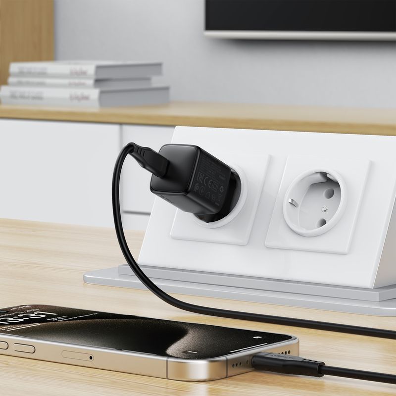 Мережевий зарядний пристрій ACEFAST A118 PD30W mini GaN USB-C fast charger Black