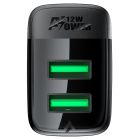 Мережевий зарядний пристрій ACEFAST A86 12W (USB-A+USB-A) dual port charger  Black