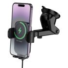 Автотримач для телефона з БЗП BOROFONE BH222 Leading push-type wireless fast charging car holder(center console) Black