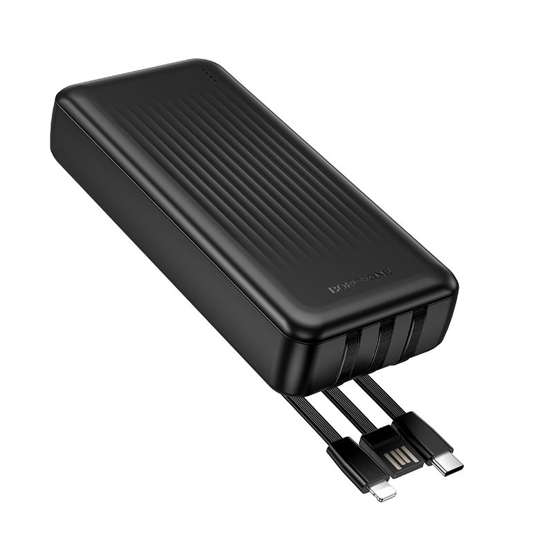 Зовнішній акумулятор BOROFONE BJ79A Clever power bank with 3 cables(20000mAh) Black