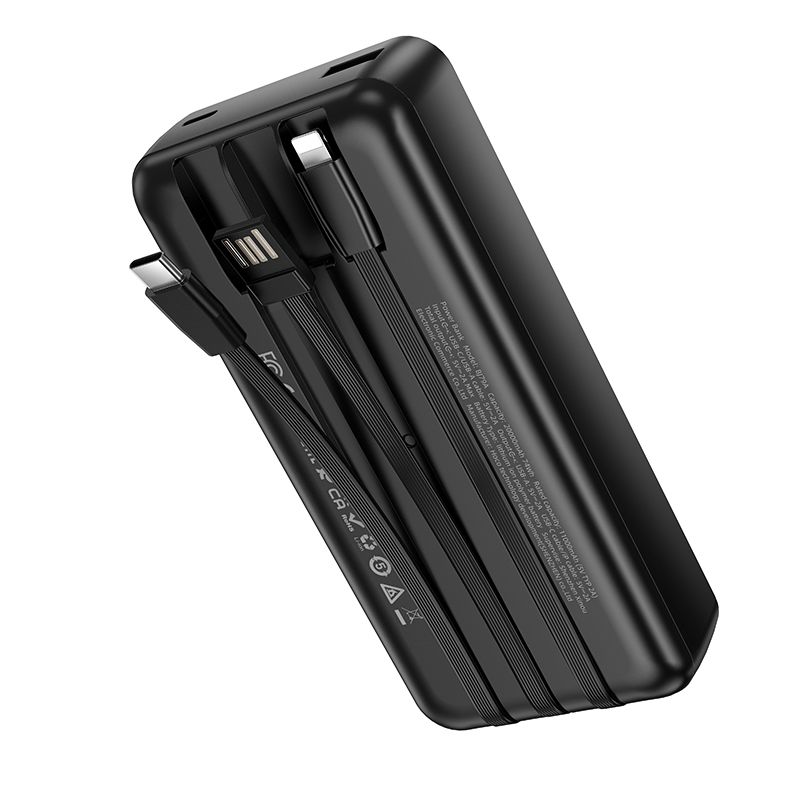 Зовнішній акумулятор BOROFONE BJ79A Clever power bank with 3 cables(20000mAh) Black