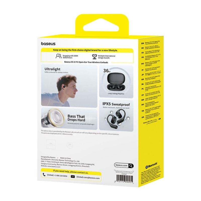 Бездротові навушники TWS Baseus Eli 2i Fit Open-Ear,ENC, IPX5, Cosmic Black