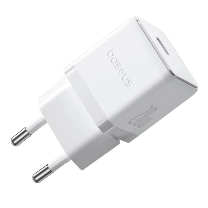 Мережевий зарядний пристрій з кабелем Baseus Palm Fast Charger 1C 20W EU Moon White set USB-C to iP 20W 1m