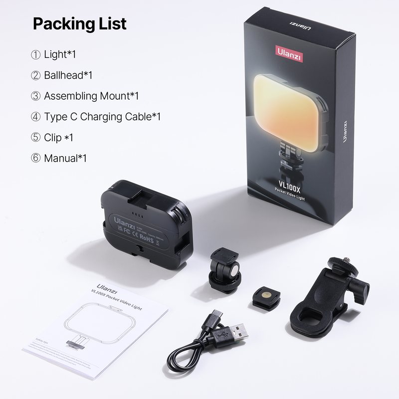 Ulanzi VL100X Selfie Light, Clip LED Light