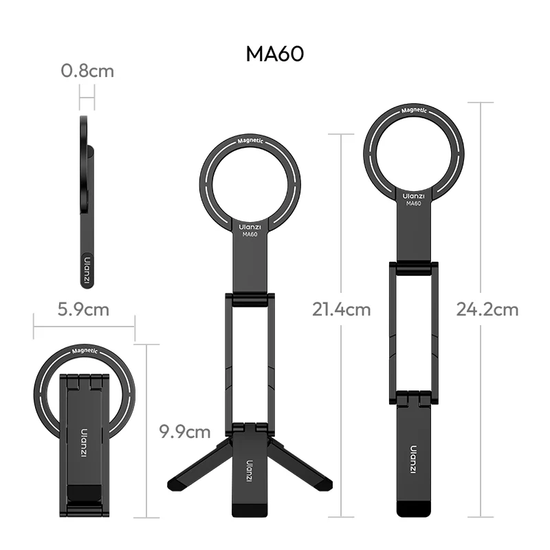 Тримач телефона Ulanzi MA60 Foldable Magnetic Phone Tripod (Silver)