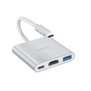 USB-хаб HOCO HB14 Easy use Type-C adapter(Type-C to USB3.0+HDMI+PD) Silver
