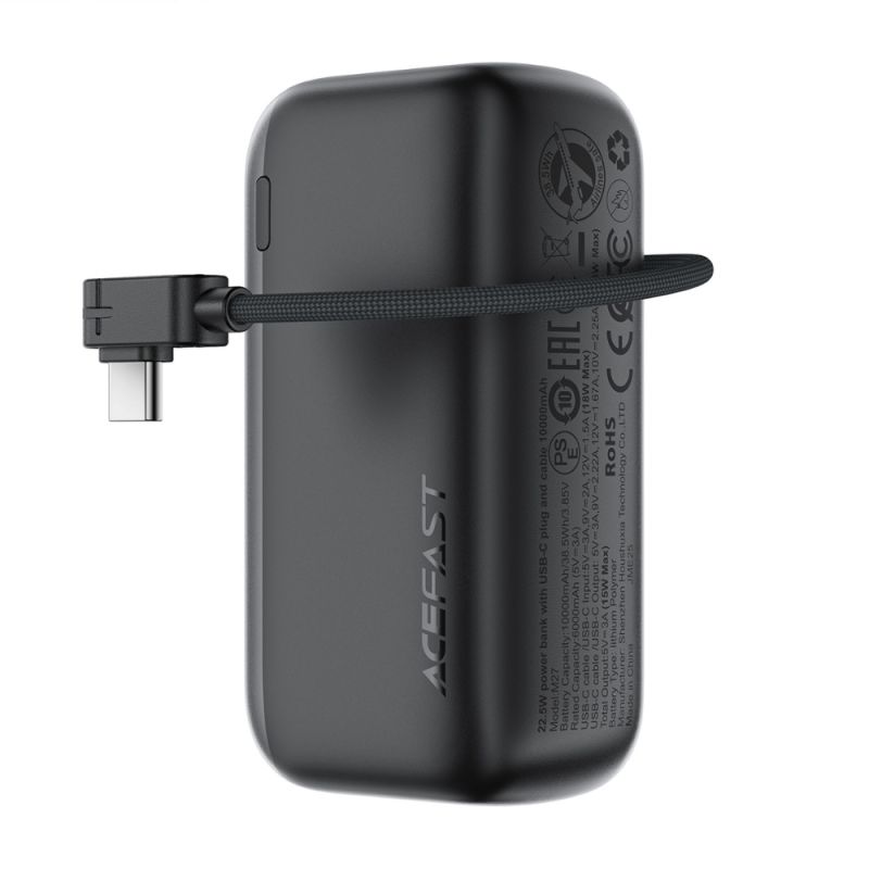 Зовнішній акумулятор ACEFAST M27-10000 22.5W power bank with USB-C port and cable Metal Gray