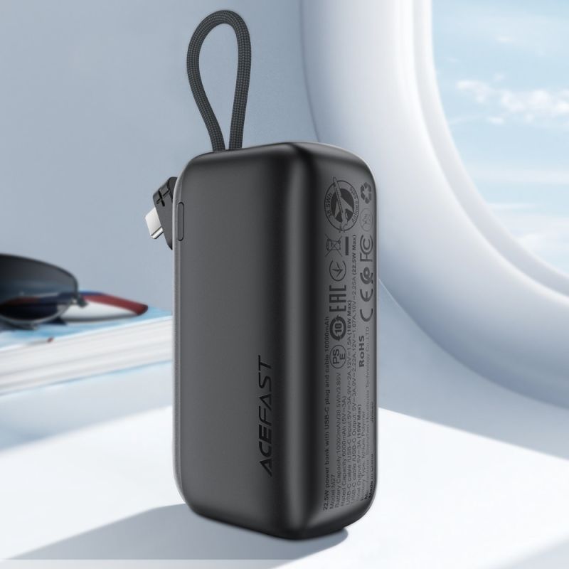 Зовнішній акумулятор ACEFAST M27-10000 22.5W power bank with USB-C port and cable Metal Gray